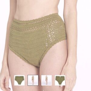 SHE MADE ME Essential High-Waisted Crochet Bikini Bottoms | Green Size M NWOT